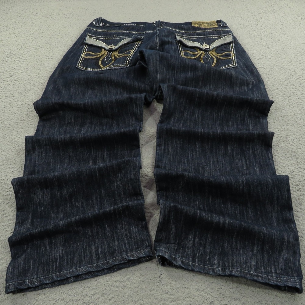 Southpole Jeans 38x32 Men Y2K Embroidered Pockets Grunge Skater Wide Leg Pipes